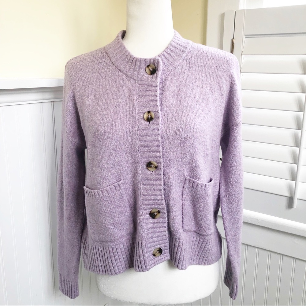 Madewell Colburne Lavender Merino Wool Cardigan